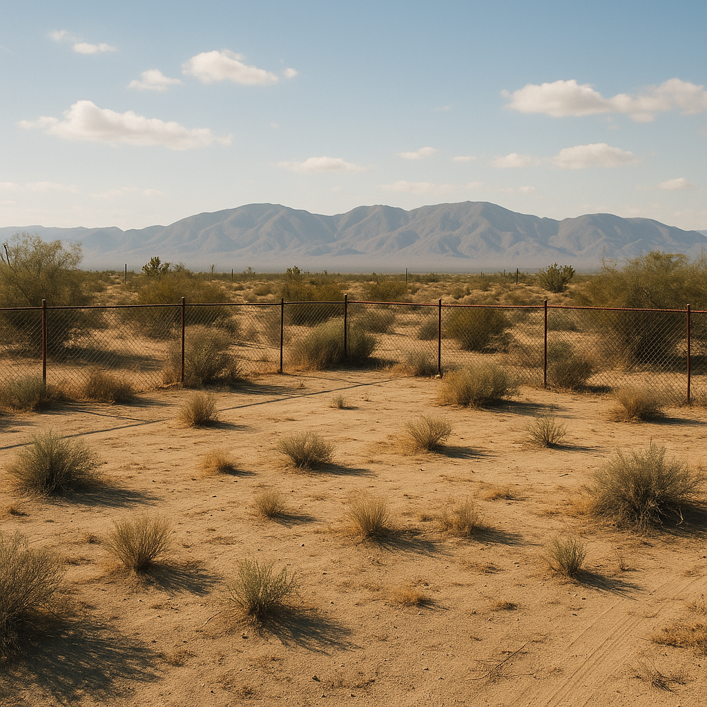 blog 4 Blog Blog Home Blog Vacant land in the California High Desert with fencing and mountains