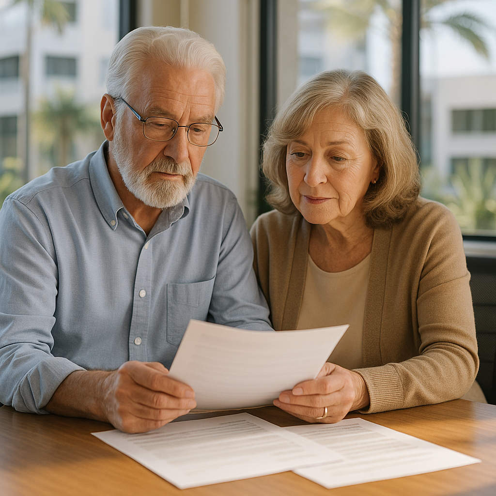 blog 7 Blog Blog Home Blog Senior couple reviewing coverage options with an insurance agent